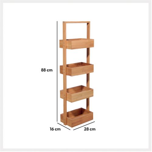 Étagère De Rangement Desserte 4 Niveaux En Bambou H 88 Cm