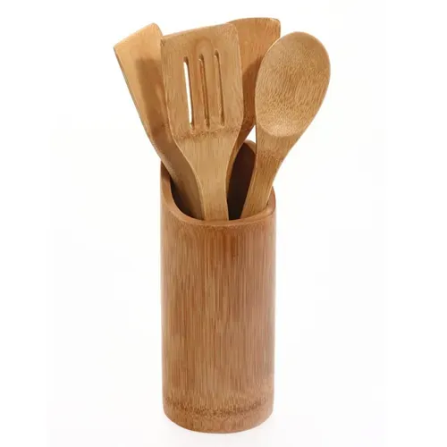 Ustensile x4 + pot bambou  Naturel vue 3/4