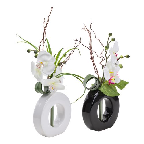Vase Compo assortis ORCHIDEE Blanc/Noir
