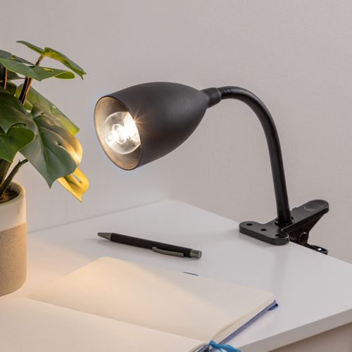 Lampe Pince En Silicone Et Métal Noir
