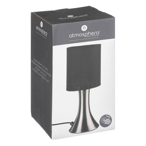 Lampe Tactile Noir Et Chrome H 28 Cm