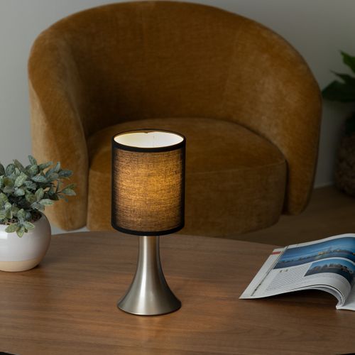 Lampe Tactile Noir Et Chrome H 28 Cm