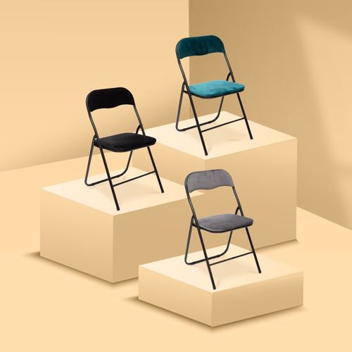 Chaise Pliante Velours Gris 5five