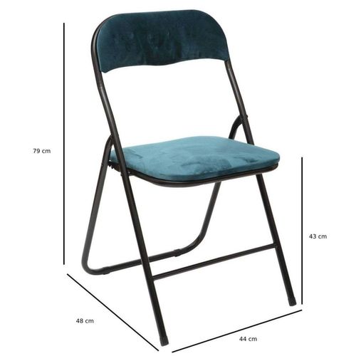 Chaise Pliante Velours Bleu 5five