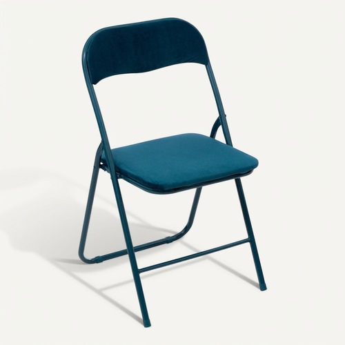 Chaise Pliante Velours Bleu 5five