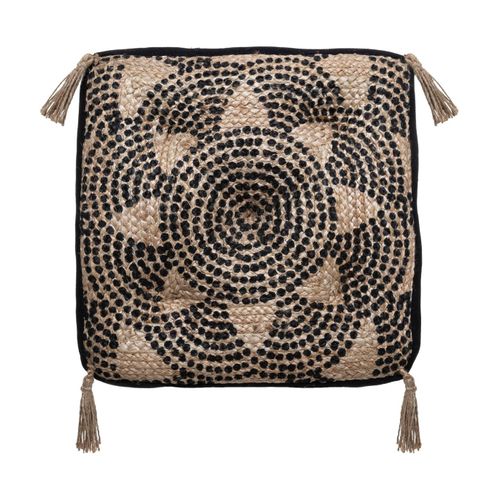 Coussin De Sol En Jute Et Coton Mandala Avec Pompons 38 X 38 Cm