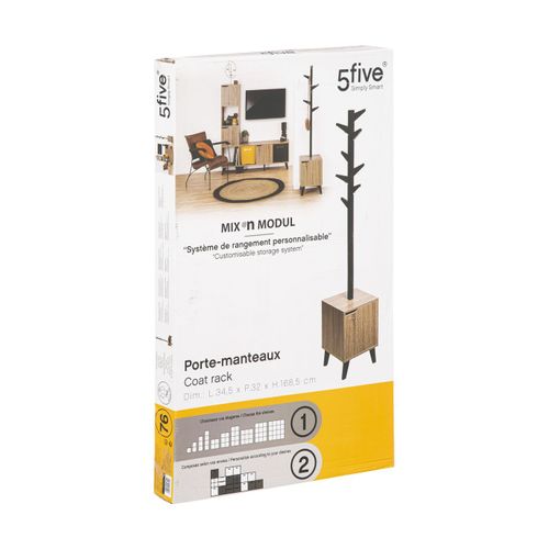 Porte Manteaux 8 Patères Sur Caisson De Rangement En Bois