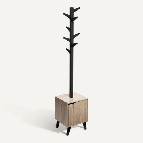 Porte Manteaux 8 Patères Sur Caisson De Rangement En Bois