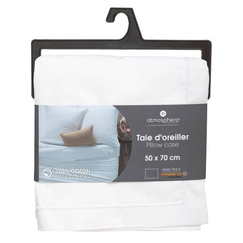 Taie D'oreiller En Coton Blanc 50 X 70 Cm
