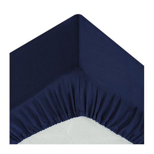 Drap Housse 2 Personnes En Coton Bleu Encre 140 X 190 Cm