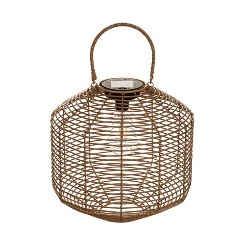 Lampe Solaire En Métal Et Rotin D 30 X H 30 Cm à Poser Ou à Suspendre