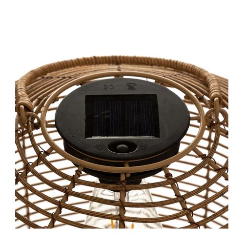 Lampe Solaire En Métal Et Rotin D 30 X H 30 Cm à Poser Ou à Suspendre