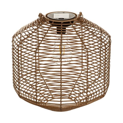Lampe Solaire En Métal Et Rotin D 30 X H 30 Cm à Poser Ou à Suspendre