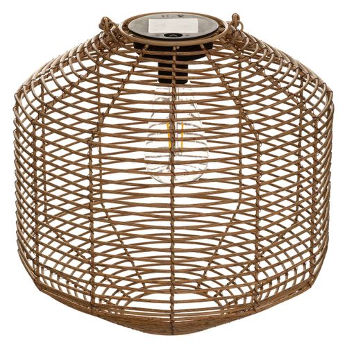 Lampe Solaire En Métal Et Rotin D 30 X H 30 Cm à Poser Ou à Suspendre