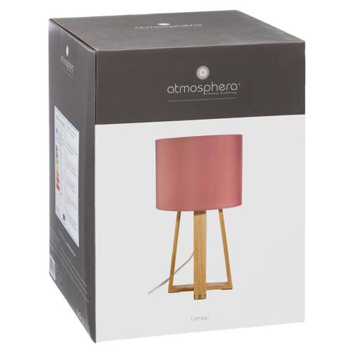 Lampe à Poser Pied En Bois Et Abat-jour Noir H 34.5 Cm
