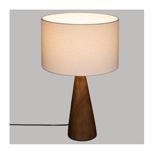 Lampe à Poser Pied En Bois Et Abat-jour Blanc H 46 Cm