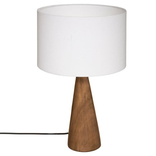 Lampe à Poser Pied En Bois Et Abat-jour Blanc H 46 Cm