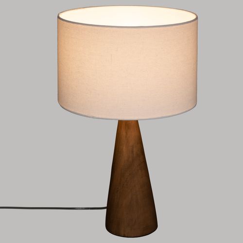 Lampe à Poser Pied En Bois Et Abat-jour Blanc H 46 Cm