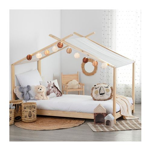 Lit Cabane Lit Tente En Bois De Pin 90 X 190 Cm Sommier à Lattes
