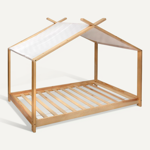 Lit Cabane Lit Tente En Bois De Pin 90 X 190 Cm Sommier à Lattes