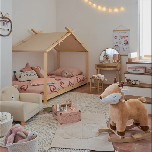 Lit Cabane Lit Tente En Bois De Pin 90 X 190 Cm Sommier à Lattes
