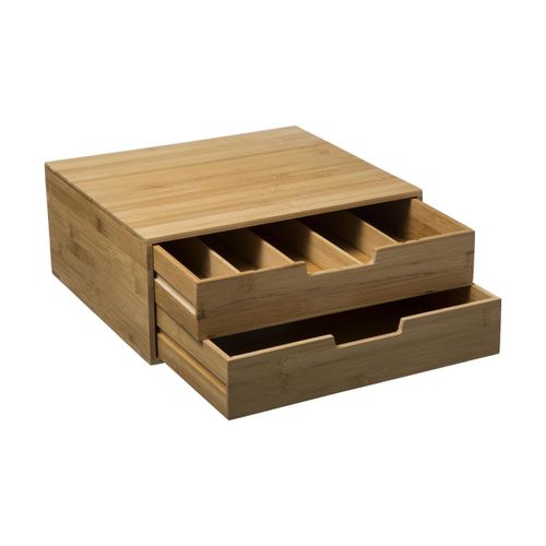 Porte-capsules 2 Tiroirs En Bambou Avec Séparateurs Amovibles
