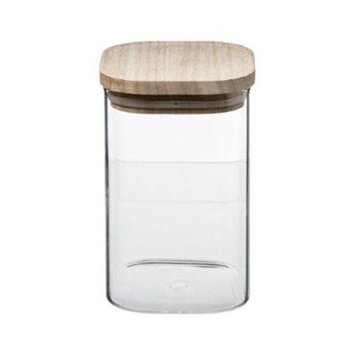 Set 3 bocaux verre et bois  Transparent / Naturel vue accessoires