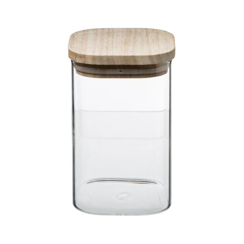 Set 3 bocaux verre et bois  Transparent / Naturel