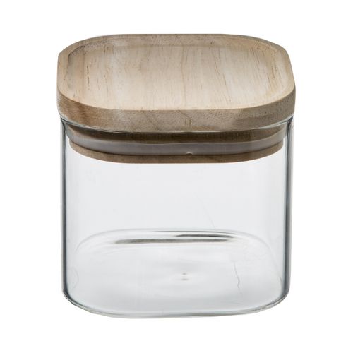 Set 3 bocaux verre et bois  Transparent / Naturel