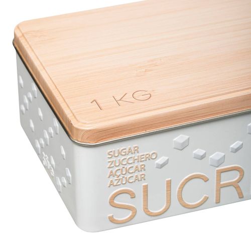 Boîte à Sucre Morceaux En Métal Blanc Déco Relief Beige