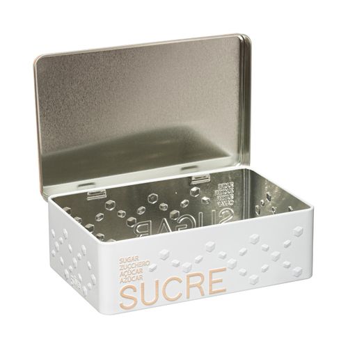 Boîte à Sucre Morceaux En Métal Blanc Déco Relief Beige