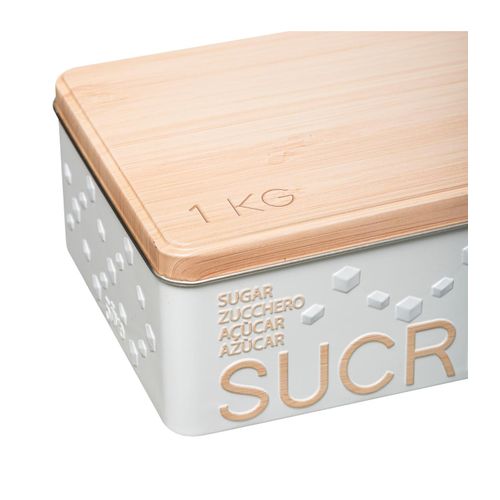 Boîte à Sucre Morceaux En Métal Blanc Déco Relief Beige