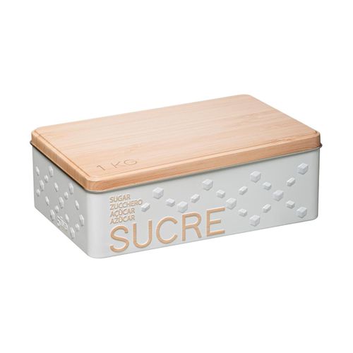 Boîte à Sucre Morceaux En Métal Blanc Déco Relief Beige