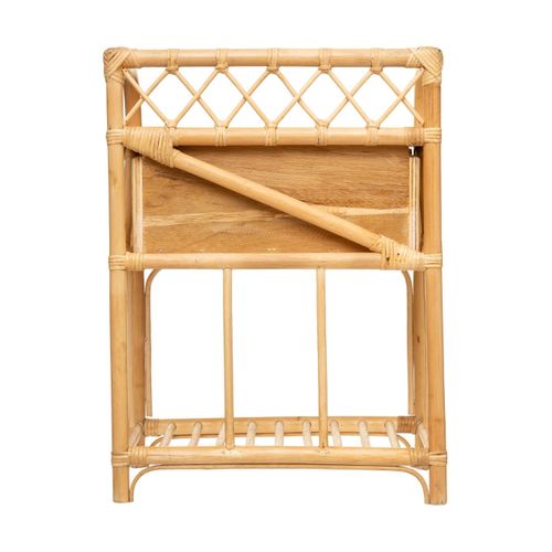 Table D'appoint Table De Chevet 1 Tiroir En Rotin Et Bambou H 60 Cm