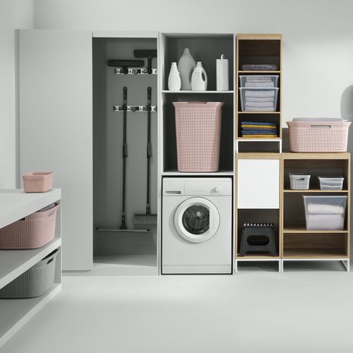 Panier à Linge 25l Rose 2 Poignées Intégrées L 41.6 X L 31.6 X H 25.9 Cm