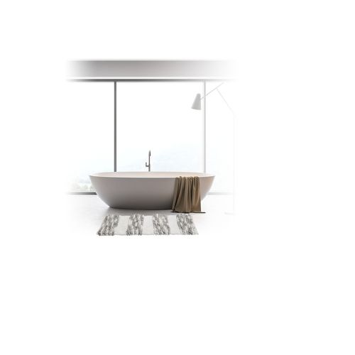 Tapis De Salle De Bain Épais Rayé Gris 50 X 75 Cm