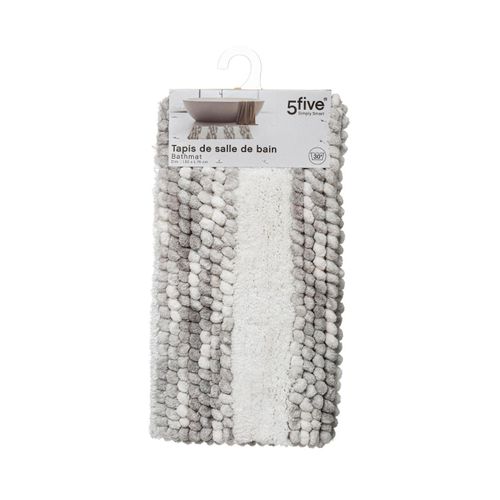 Tapis De Salle De Bain Épais Rayé Gris 50 X 75 Cm