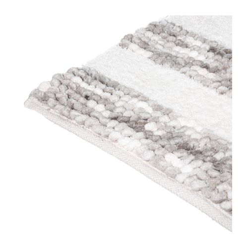 Tapis De Salle De Bain Épais Rayé Gris 50 X 75 Cm