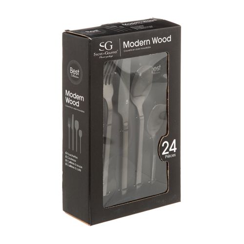 Ménagère 24 Pièces Couverts En Inox Modèle  Modern Wood