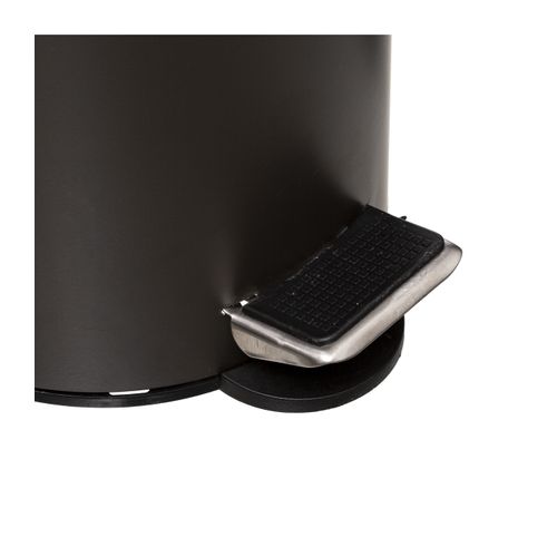 Poubelle De Salle De Bain En Métal Noir Charbon Et Couvercle En Bambou 3 L