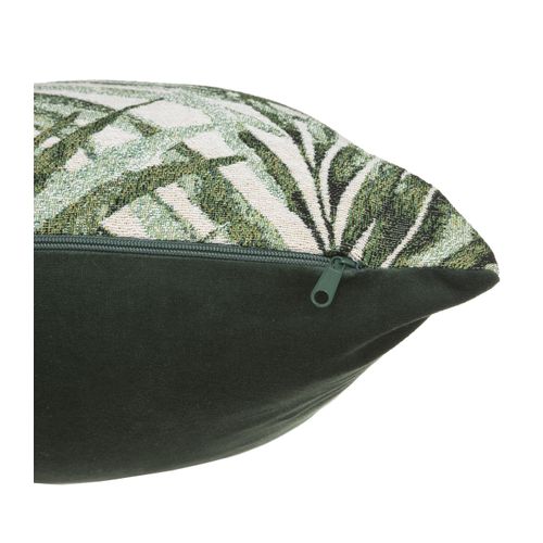 Housse De Coussin Jacquard Vert Cèdre et Tropical 40 X 40 Cm