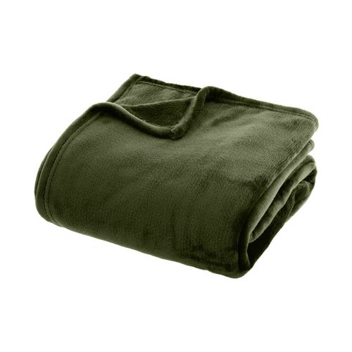 Plaid Flanelle Vert Kaki 180 X 230 Cm