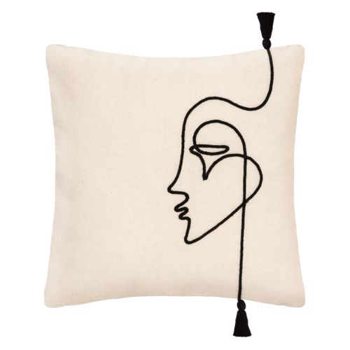 Housse de coussin 40x40 cm VISAGE Blanc vue de face