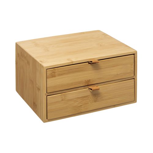 Boite De Rangement 2 Tiroirs En Bambou Avec Languette