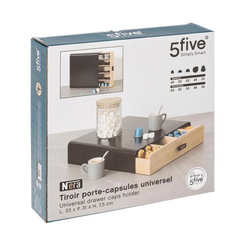 Porte-capsules Tiroir En Métal Et Bambou Avec Séparateurs Amovibles