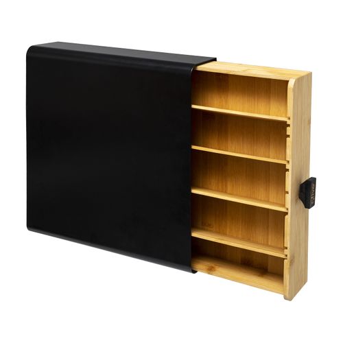 Porte-capsules Tiroir En Métal Et Bambou Avec Séparateurs Amovibles