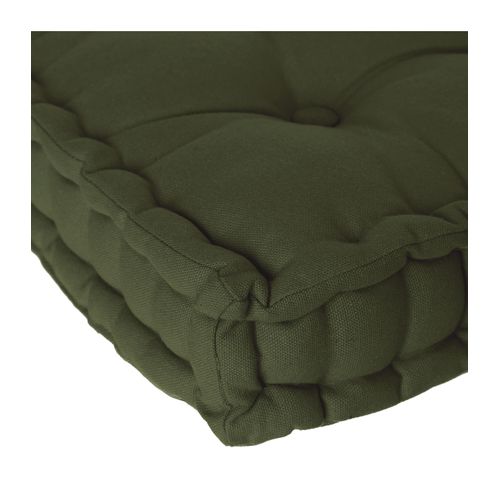 Coussin De Sol En Coton Vert Kaki 40 X 40 Cm