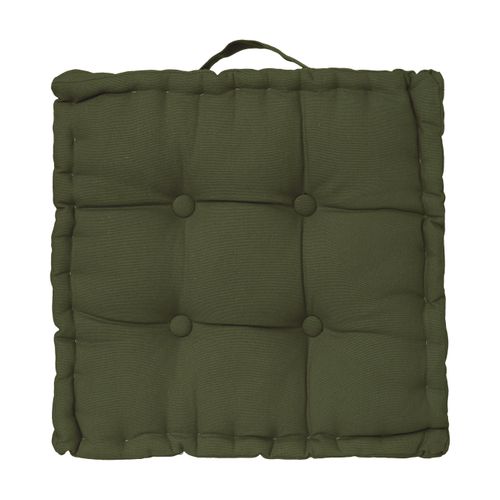 Coussin De Sol En Coton Vert Kaki 40 X 40 Cm