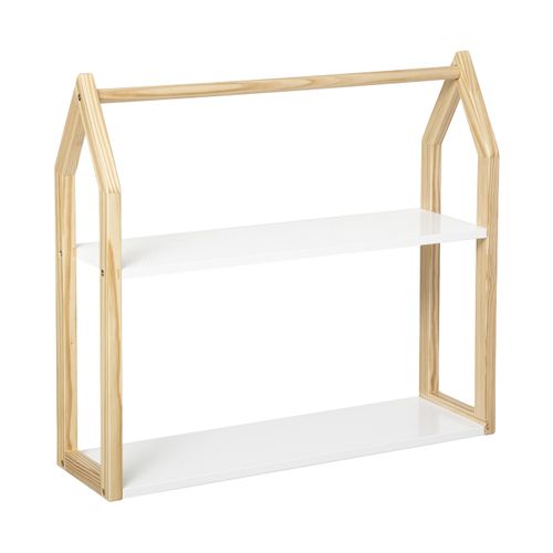 Étagère Enfant Forme Maison En Bois Beige Et Blanc H 51 Cm