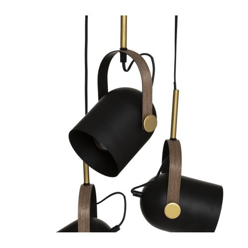Luminaire Suspension 3 Lampes En Métal Noir et Doré H 83 Cm